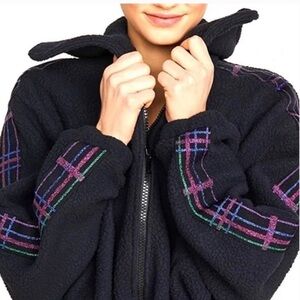 Terez American Dream Fleece jacket with Plaid trim, NWT, S